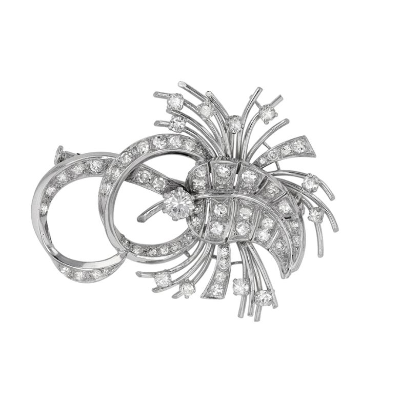 Broche or gris diamant (s) Vintage