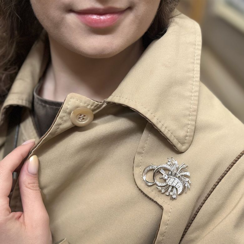 Broche or gris diamant (s) Vintage 