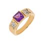 Bague or jaune diamant,P.fine améthyste