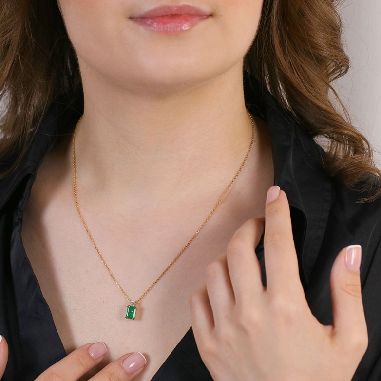 collier or jaune émeraude et diamant(s) 