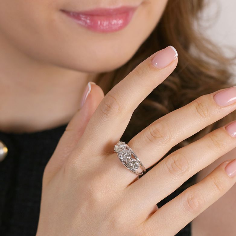 Bague or gris diamant (s) Vintage 
