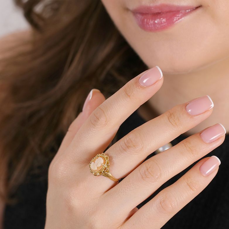 Bague or jaune Camée Vintage 