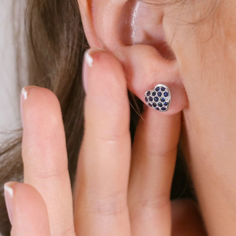 Boucles d'oreilles or gris Saphir 