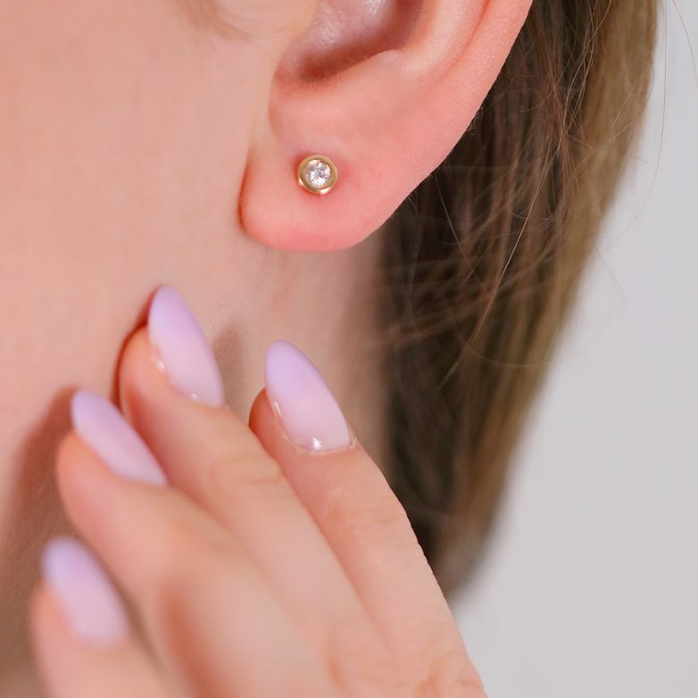 Boucles d'oreilles or rose diamant (s) 