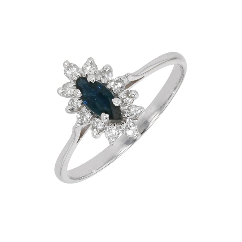 Bague or gris diamant saphir