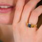 Bague or jaune diamant saphir 
