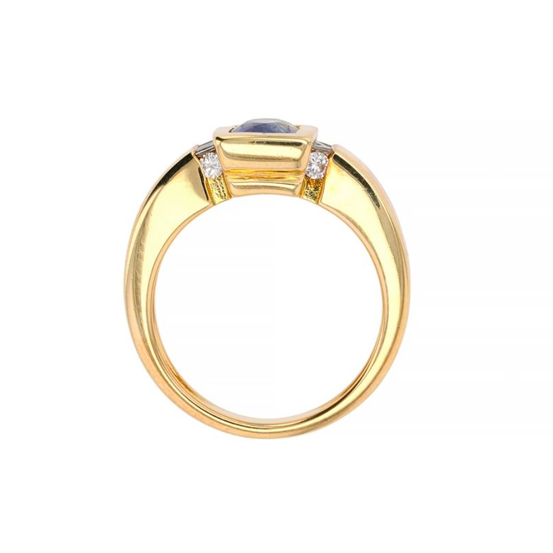 Bague or jaune diamant saphir 