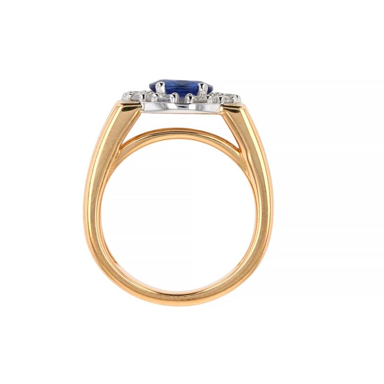 Bague or bicolore diamant saphir 
