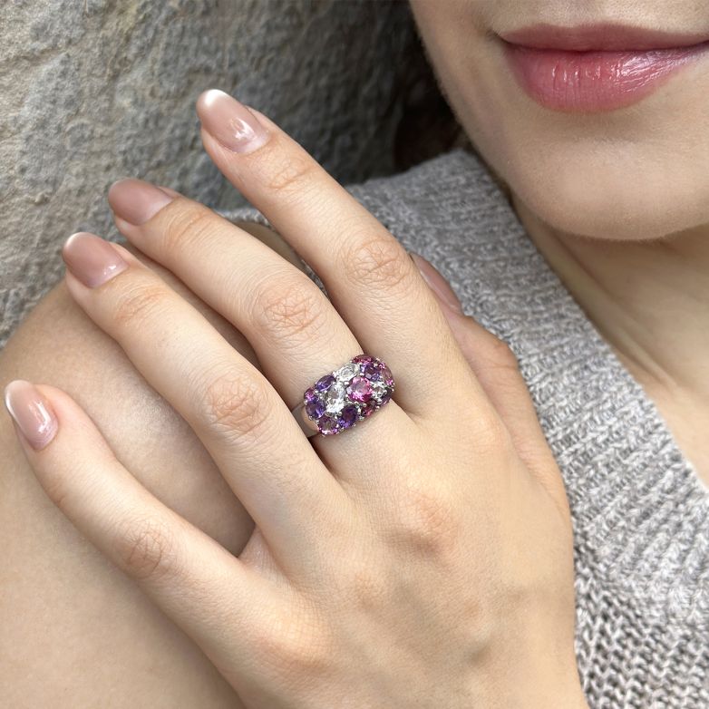 Bague or gris Pierres Fines 