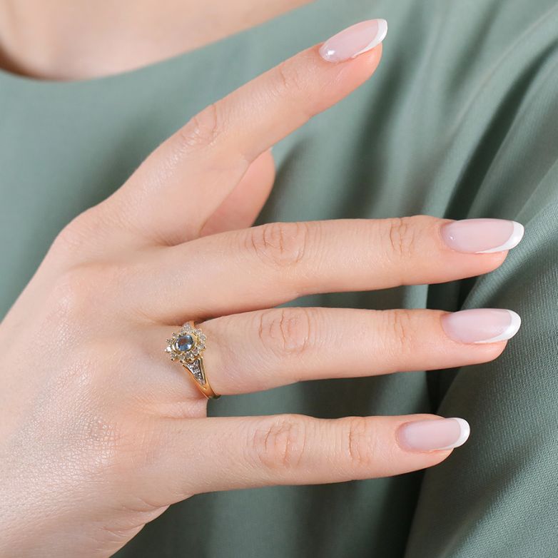 Bague or jaune saphir et diamant(s) 
