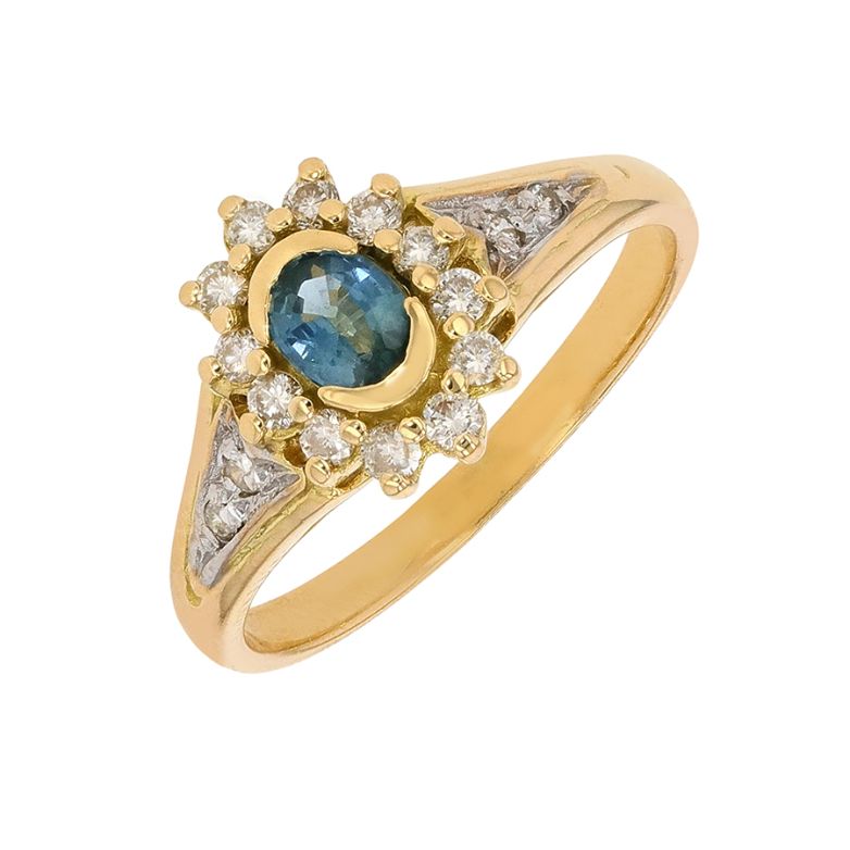 Bague or jaune saphir et diamant(s)