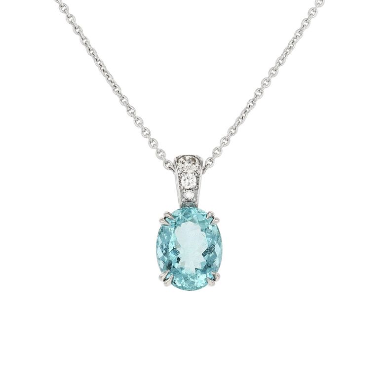 collier or gris diamant,P.fine aigue-marine