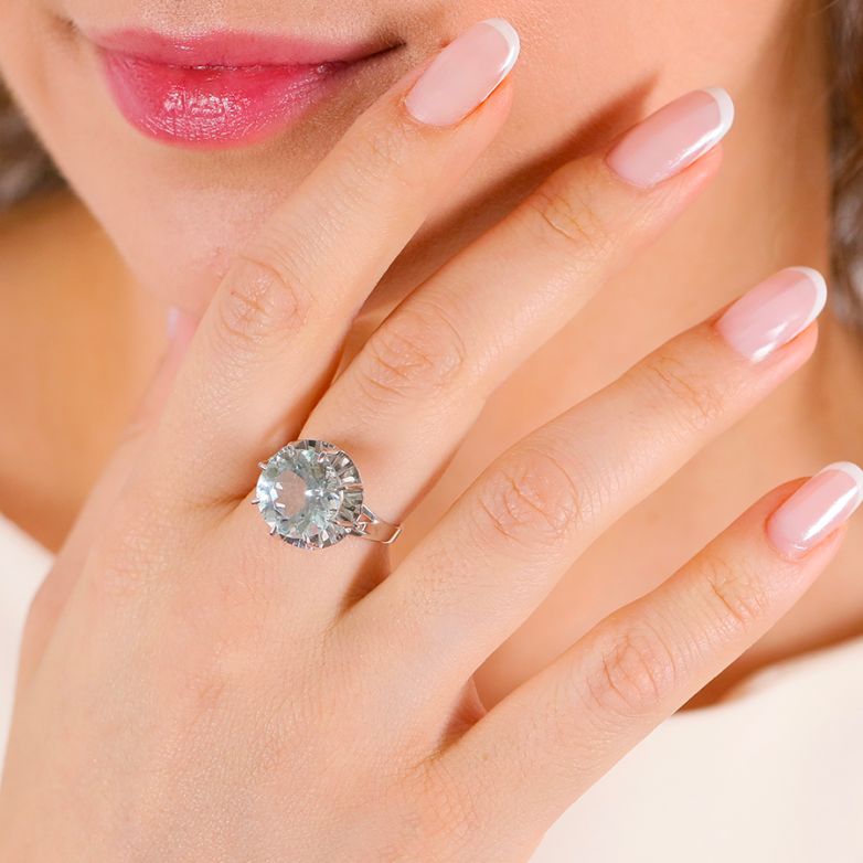 Bague or gris aigue-marine Vintage 