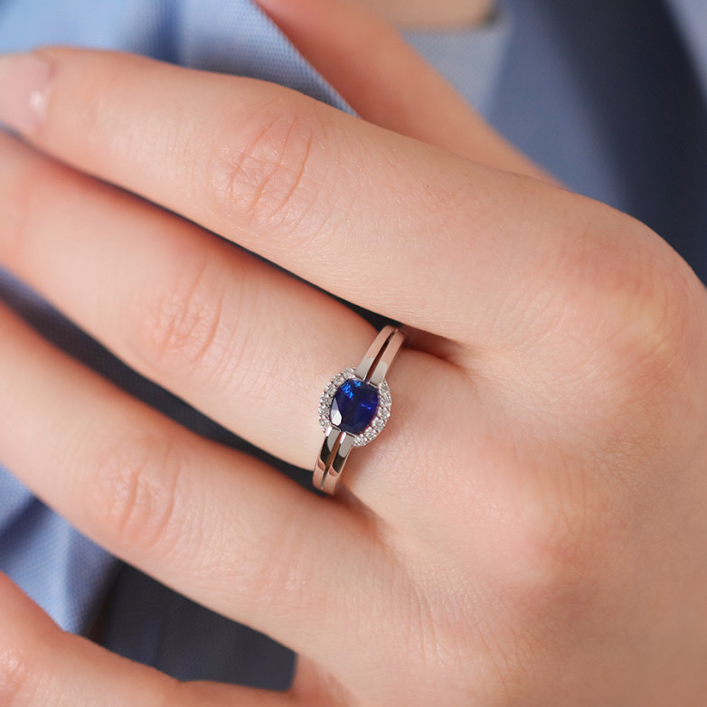 Bague saphir 0.91 carat et...