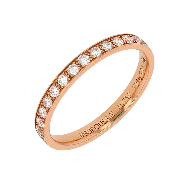 Alliance or rose diamant (s) signé