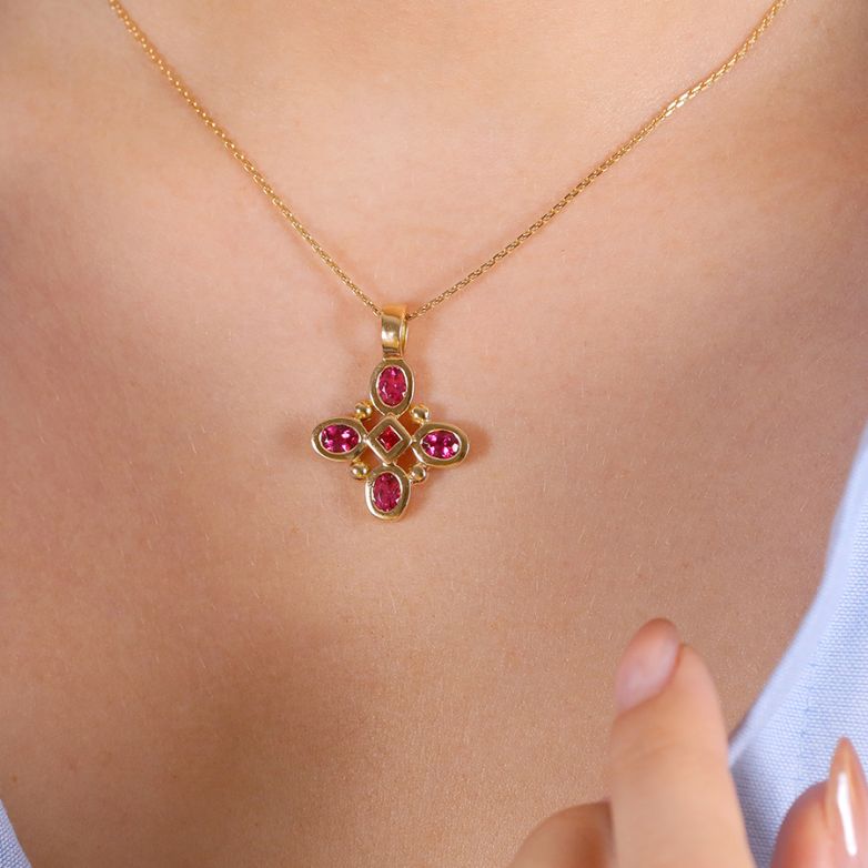 Pendentif or jaune Saphir et tourmalines