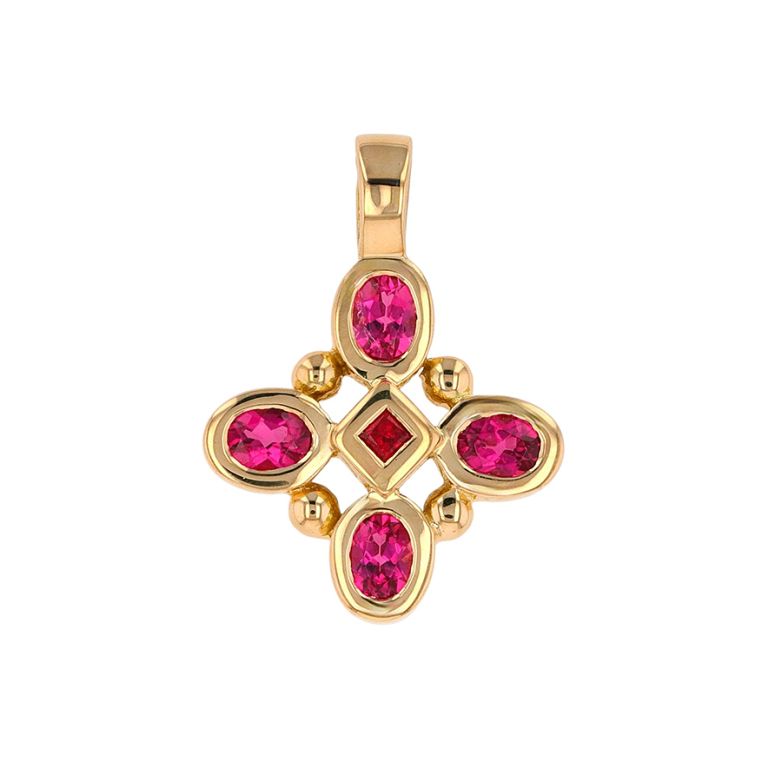 Pendentif or jaune Saphir et tourmalines