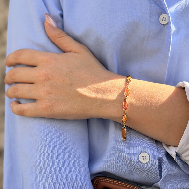 Bracelet ambre or jaune 6.44g