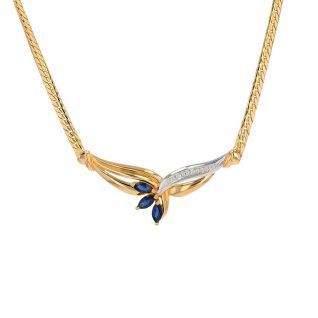 Collier maille anglaise or jaune saphir et diamant(s)