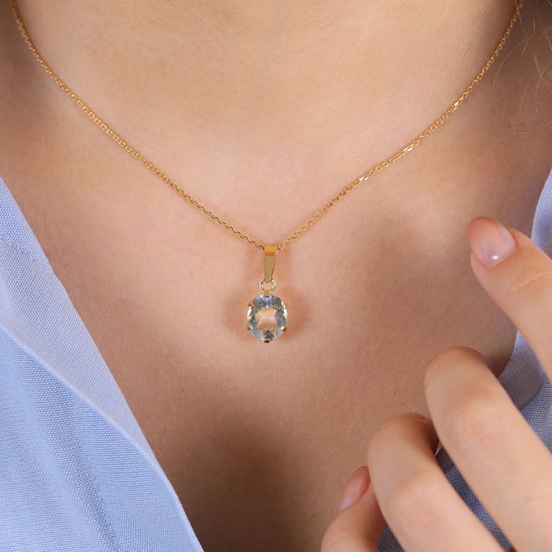 Pendentif or jaune aigue-marine 