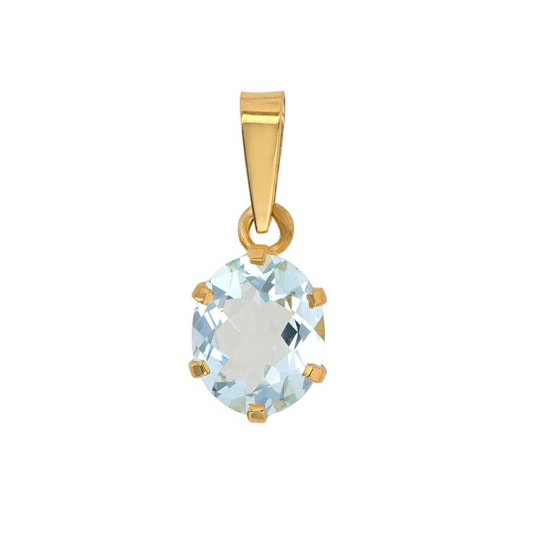 Pendentif or jaune aigue-marine