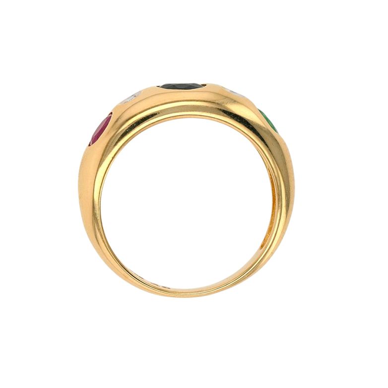 Bague or jaune saphir,émer,rubis,bts 
