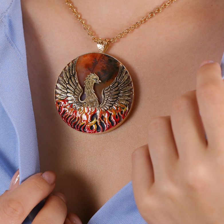 Pendentif or jaune Pierres fines Vintage agate