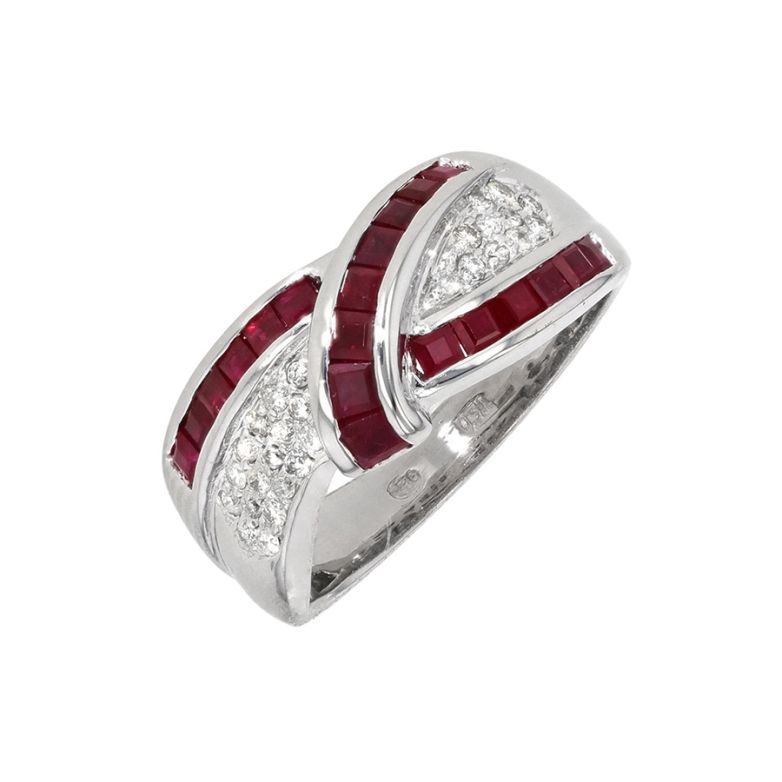 Bague or gris rubis et diamant(s)