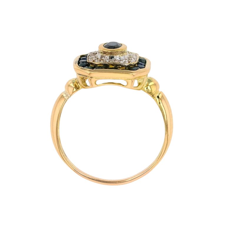 Bague or jaune saphir et diamant(s) Vintage 