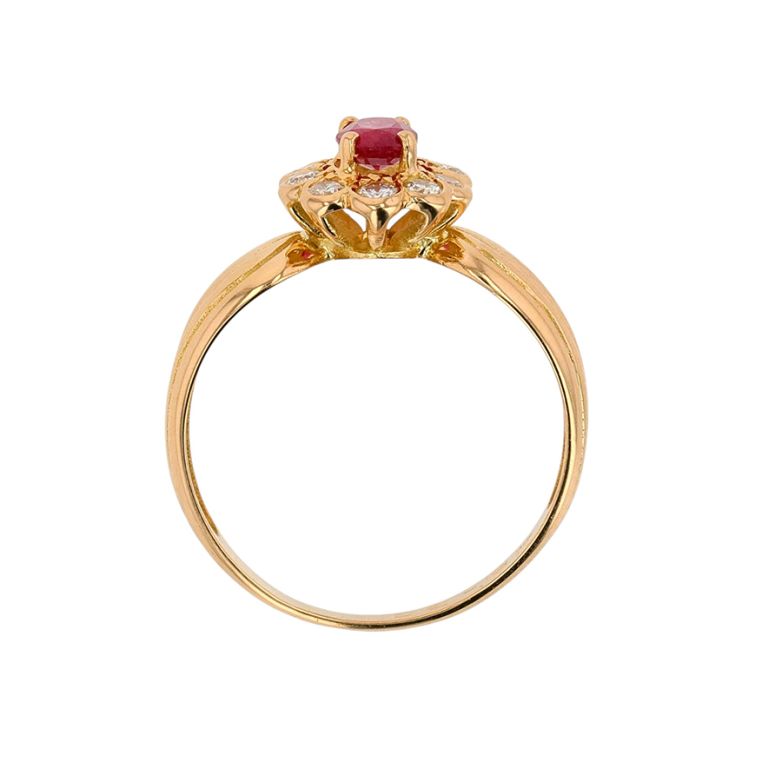 Bague or jaune rubis et diamant(s) 