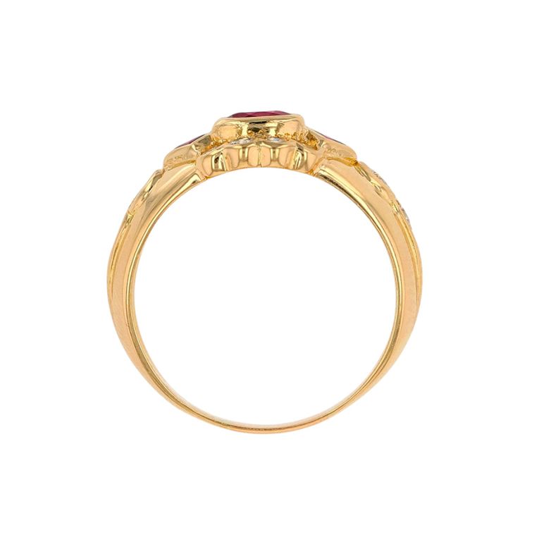 Bague or jaune rubis et diamant(s) 