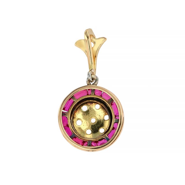 Pendentif 2 ors Rubis et saphirs blancs synthétiques