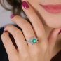 Bague or gris émeraude et diamant(s) 
