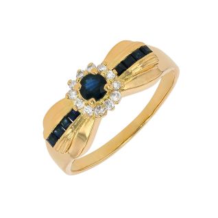 Bague or jaune saphir et diamant(s)