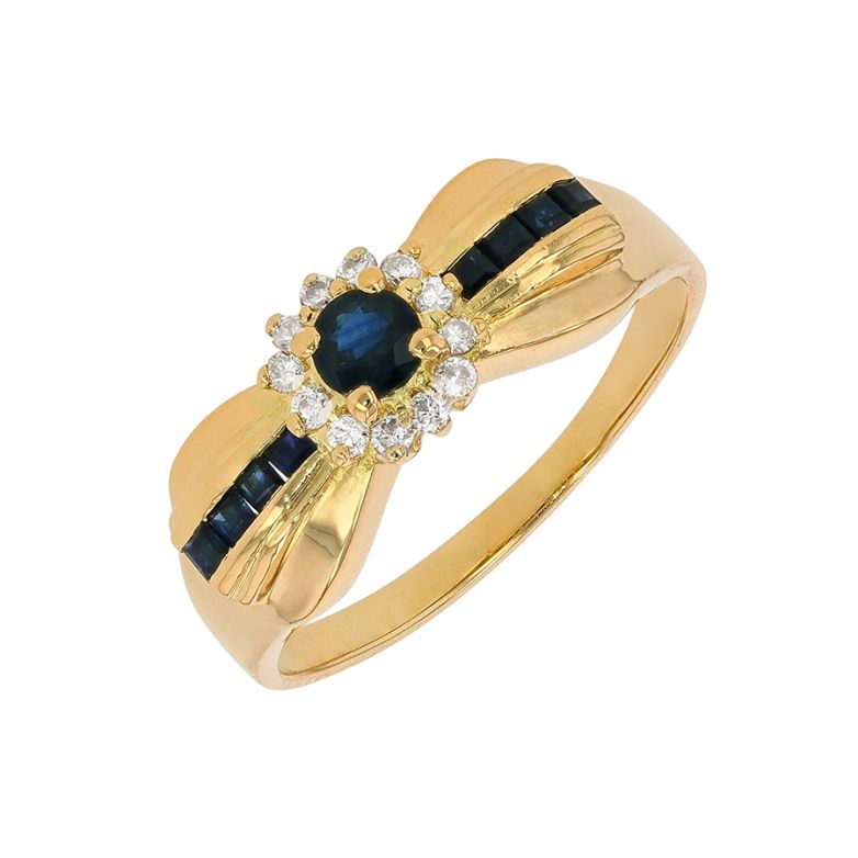 Bague or jaune saphir et diamant(s)
