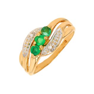 Bague or bicolore émeraude et diamant(s)