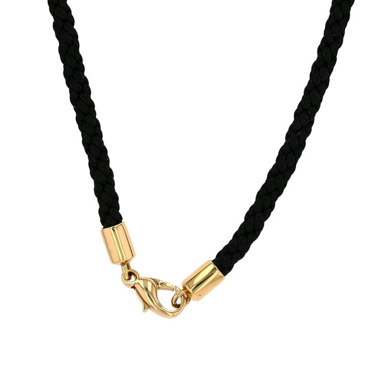 collier or jaune cordon en tissu