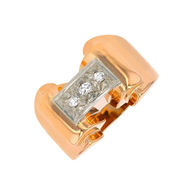 Bague 2 ors diamant (s) Vintage