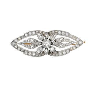 Broche or bicolore diamant(s) t. ancienne