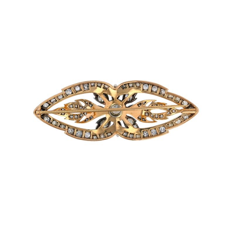 Broche or bicolore diamant(s) t. ancienne 