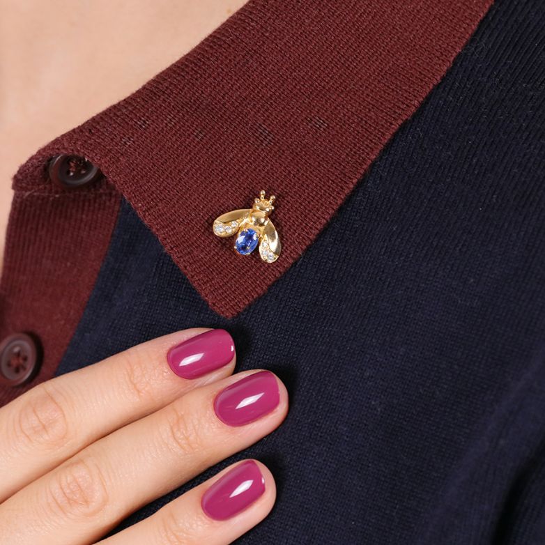 Broche or jaune saphir et diamant(s) 