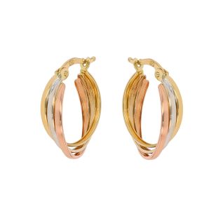 Boucles créoles or jaune, rose, blanc