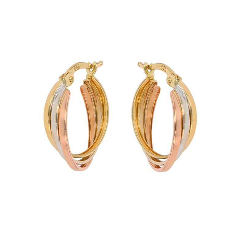 Boucles créoles or jaune, rose, blanc