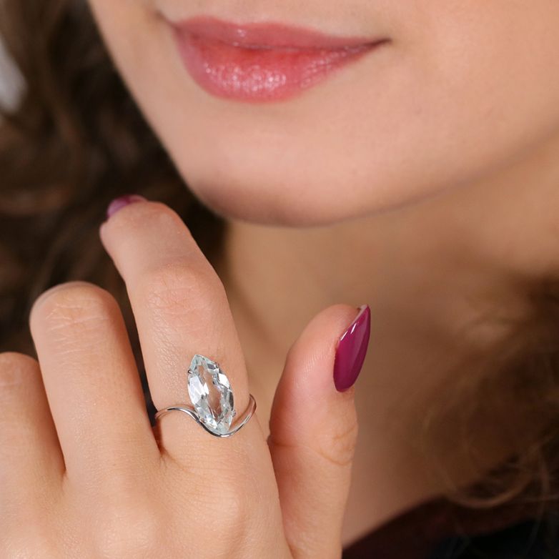 Bague or gris aigue-marine 