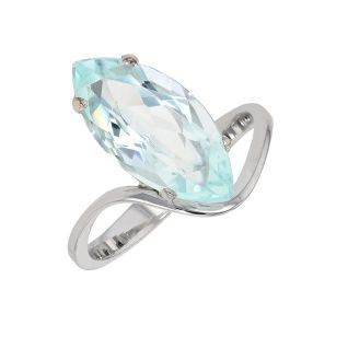Bague or gris aigue-marine