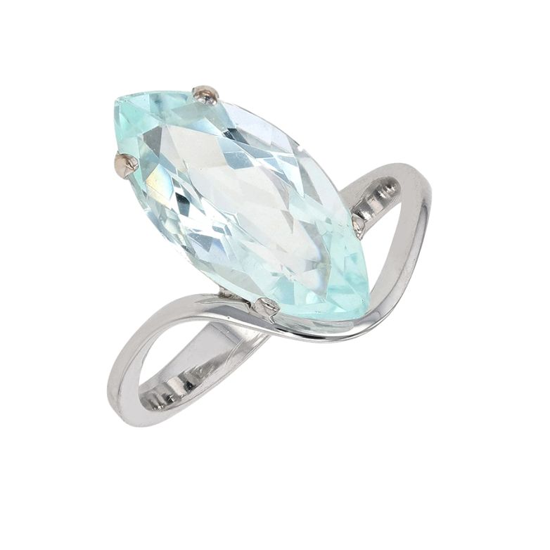 Bague or gris aigue-marine