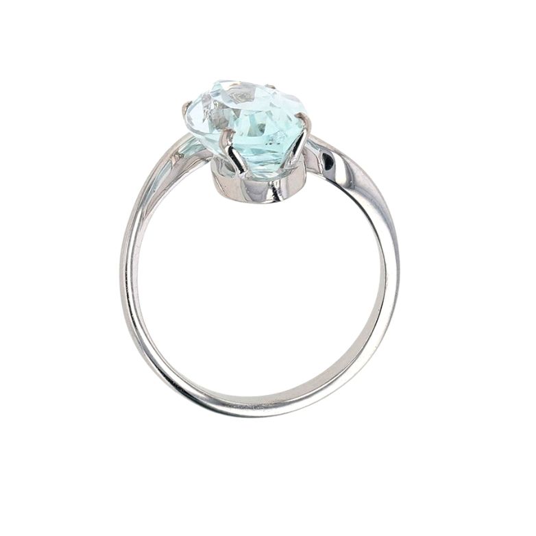 Bague or gris aigue-marine 
