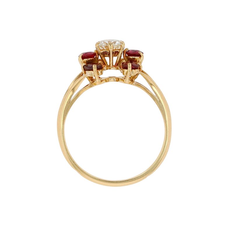 Bague or jaune rubis et diamant(s) 