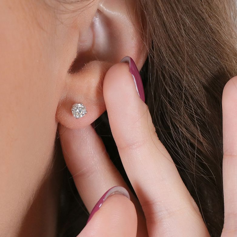 Boucles d'oreilles or gris diamant (s) 