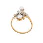 Bague 2 ors diamant et perle 